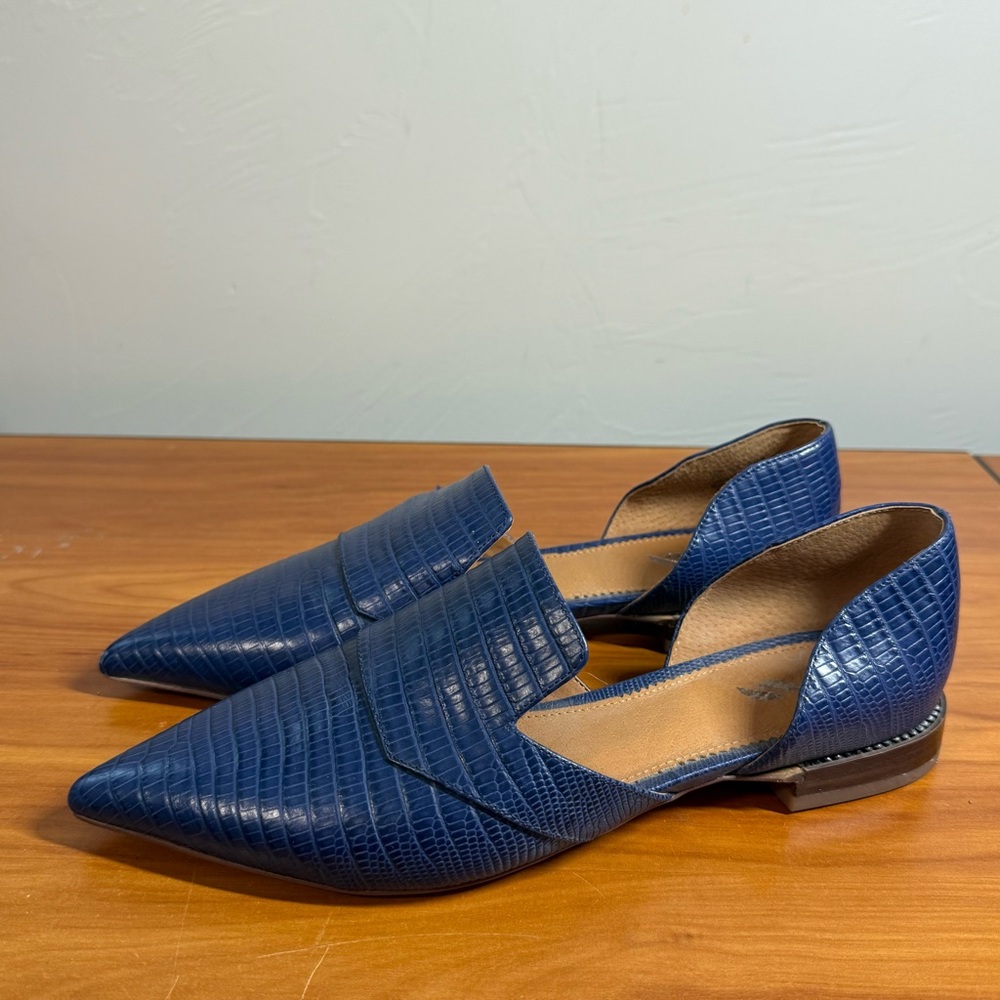 Franco Sarto Toby Medium Pointed Toe Loafers Animal Print Blue Navy d'Orsay | 7M